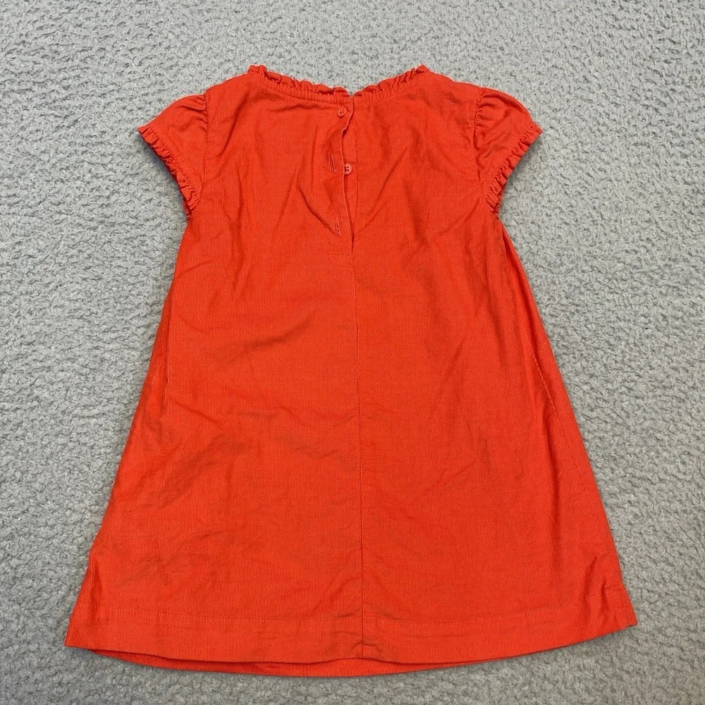 Mini Boden Dress 12-18 m Red Corduroy BabyWale Pintuck Short Sleeve Lined Ruffle